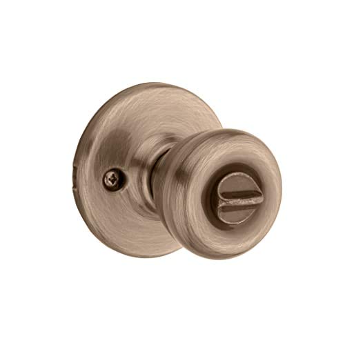 Kwikset Tylo Entry Door Knob with Lock and Key  Secure Keyed Handle Exterior  Front Entrance and Bedroom  Antique Brass  Pick Resistant SmartKey Rekey Security and Microban - Image 4